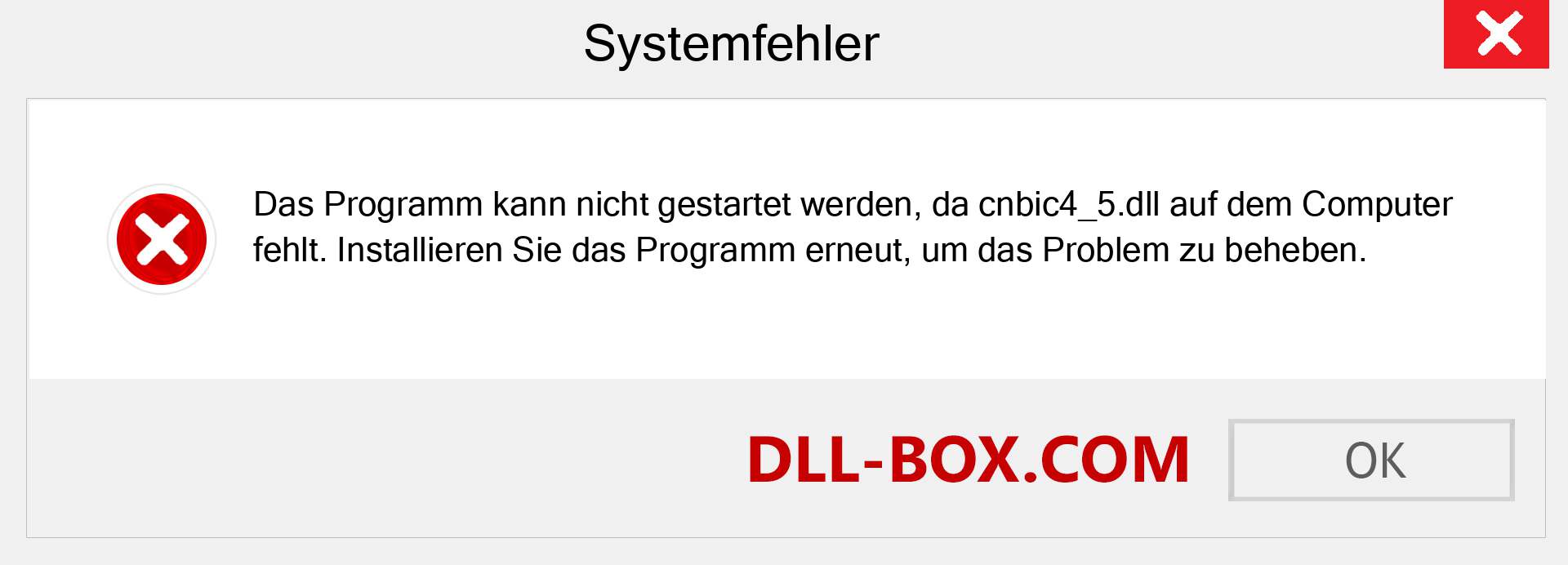 cnbic4_5.dll-Datei fehlt?. Download für Windows 7, 8, 10 - Fix cnbic4_5 dll Missing Error unter Windows, Fotos, Bildern