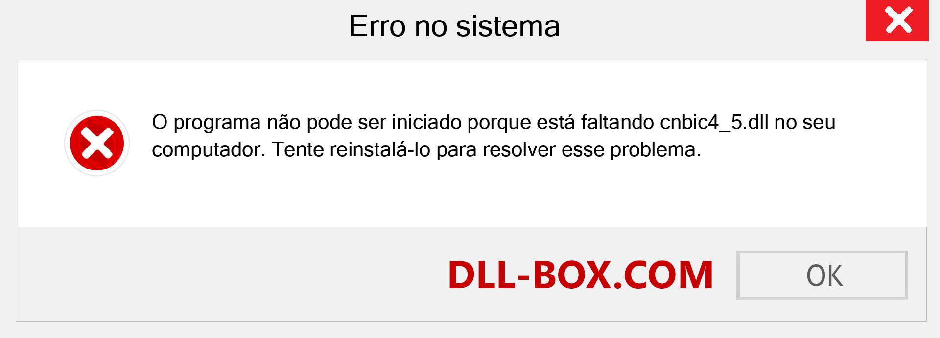 Arquivo cnbic4_5.dll ausente ?. Download para Windows 7, 8, 10 - Correção de erro ausente cnbic4_5 dll no Windows, fotos, imagens